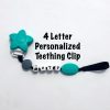 Personalized Teething Teal Pacifier Clip