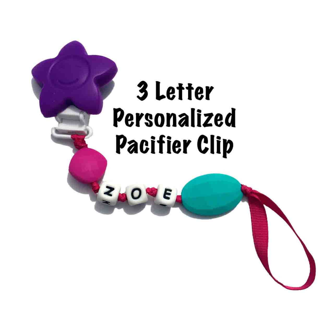 Blue Silicone Personalized Teething Pacifier Clip