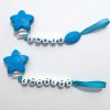 blue personalized teething clip