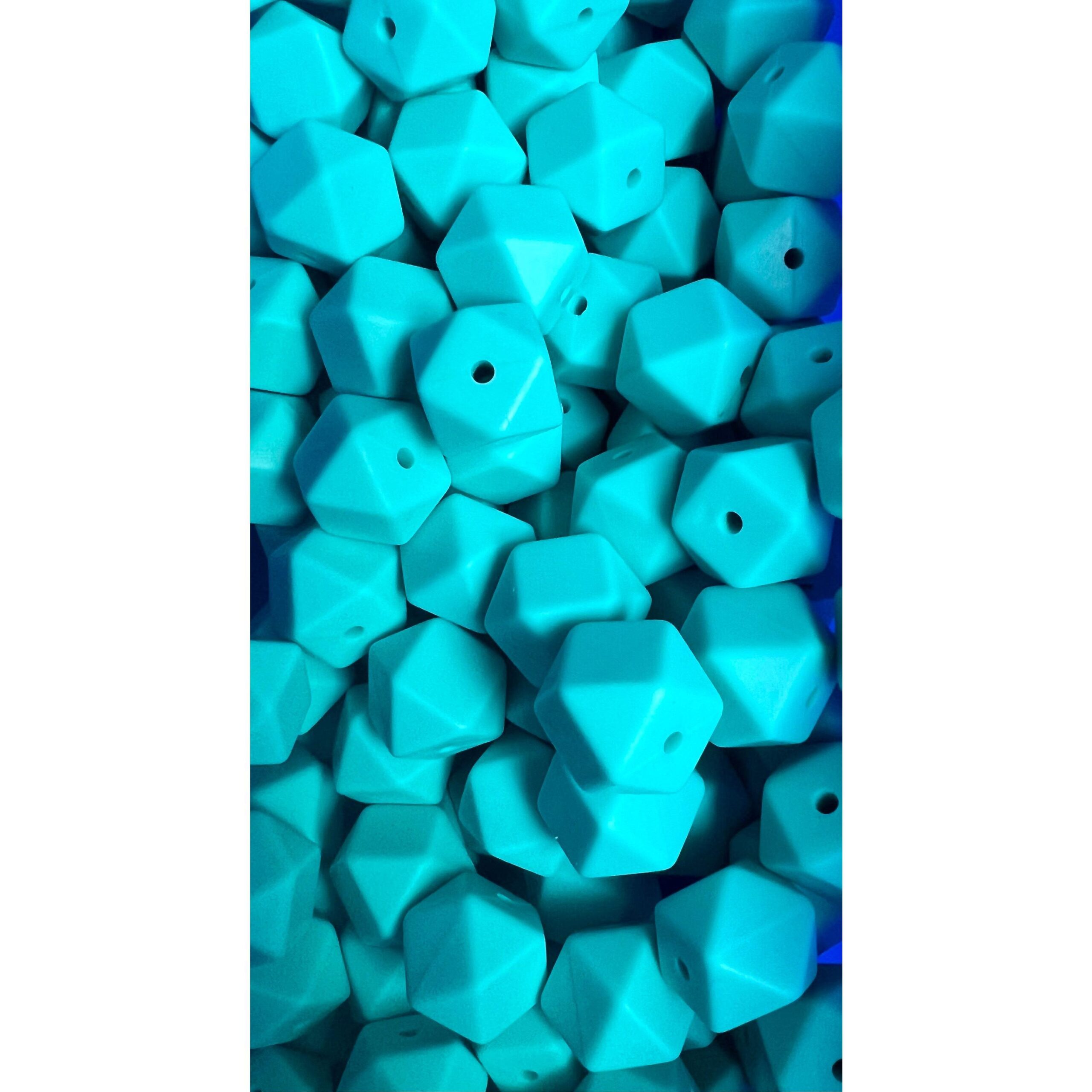 17mm Teal Hexagon Beads