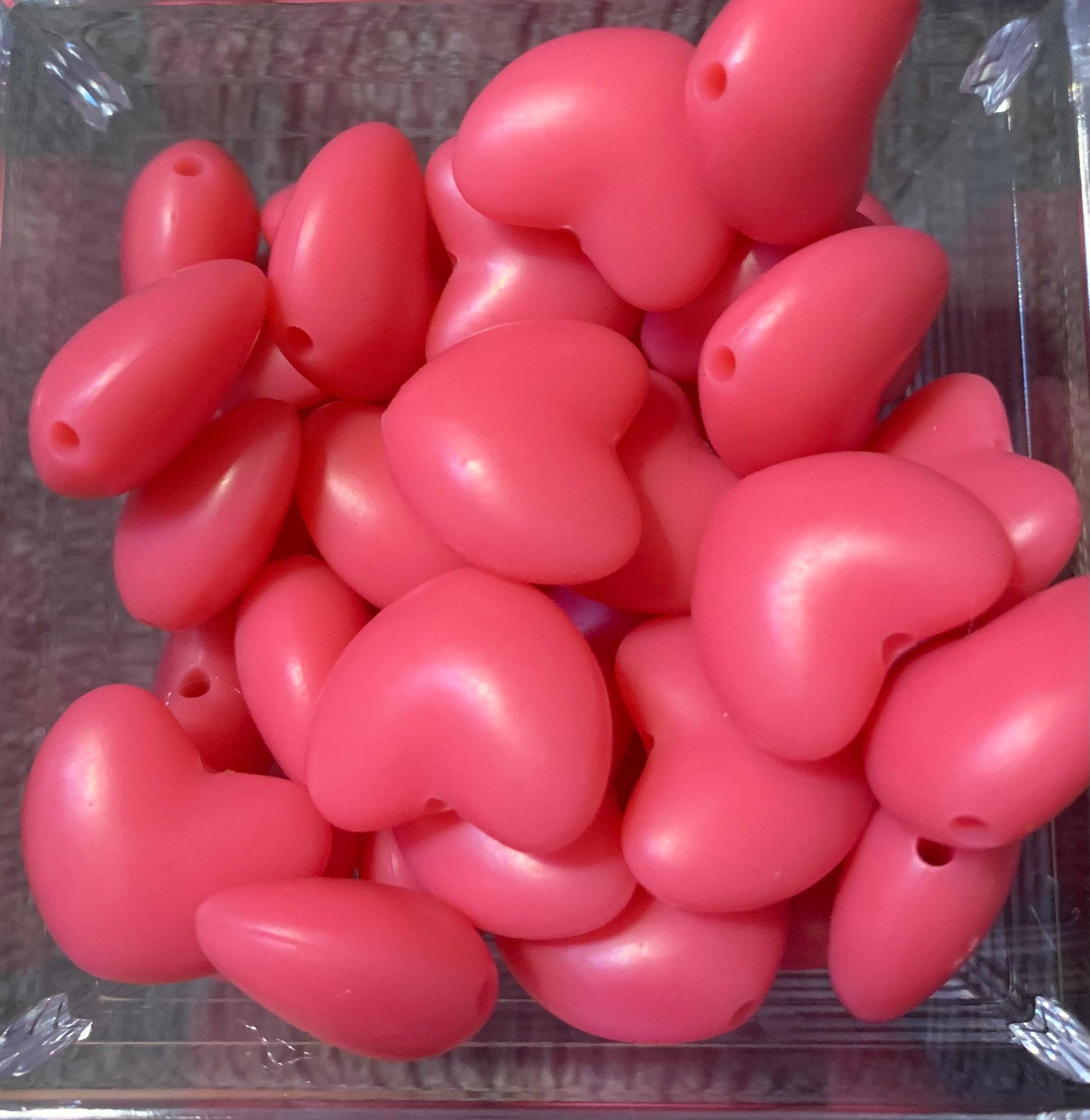 Silicone Big Pink Heart Beads
