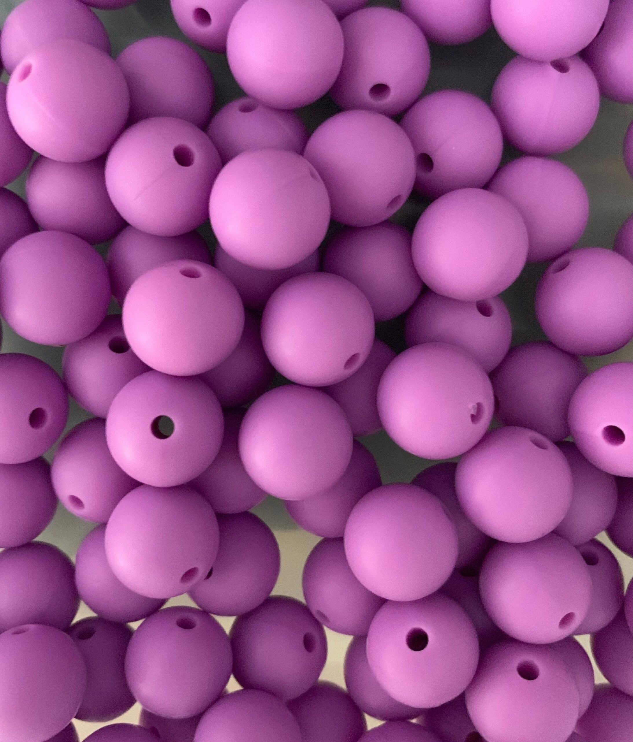 Silicone 12mm Round Lavender Beads