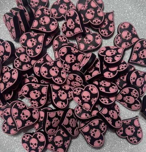 silicone heart skull beads