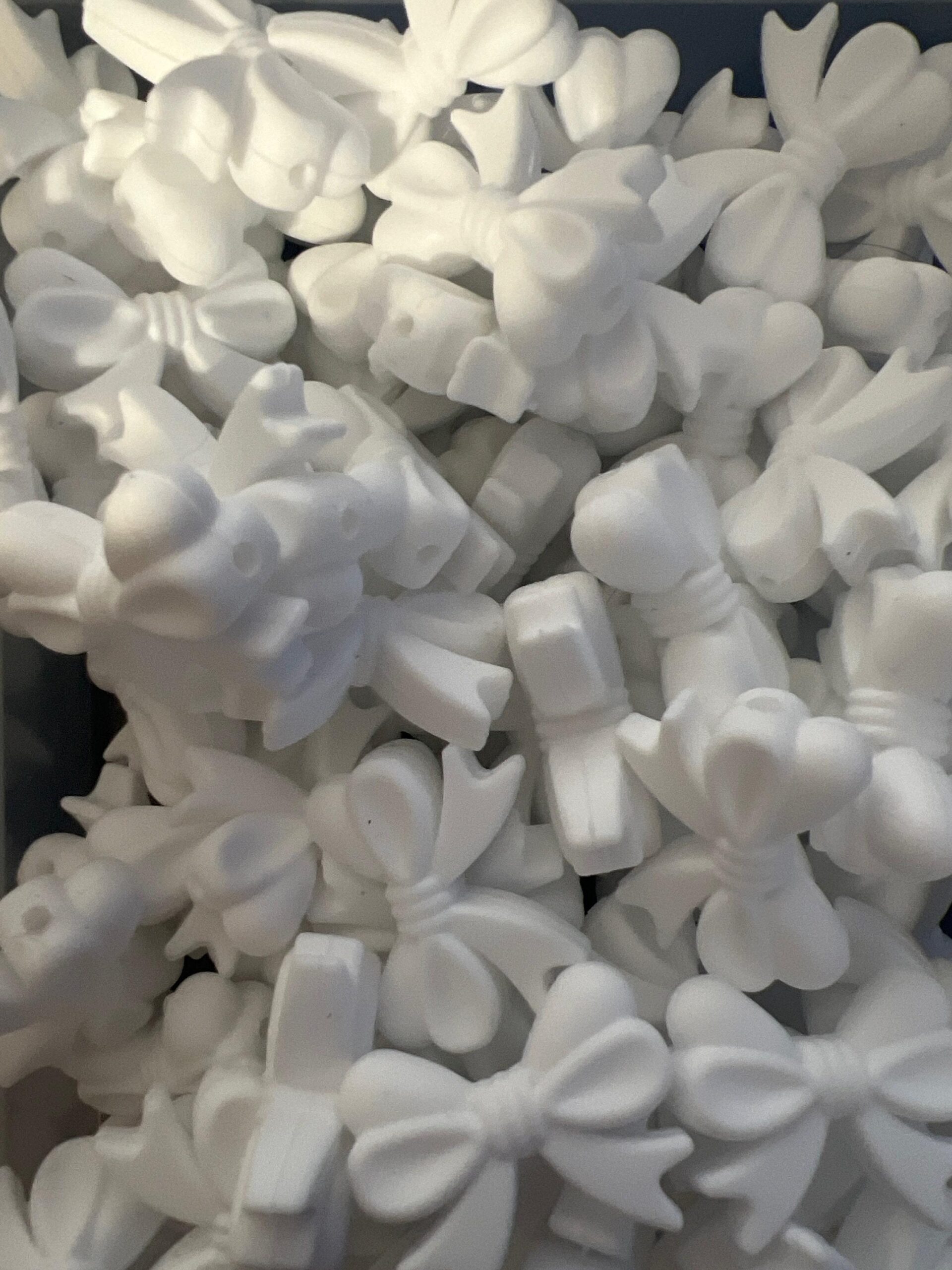 Silicone WHITE Bow Beads, High Quality CRAFT SUPPLY