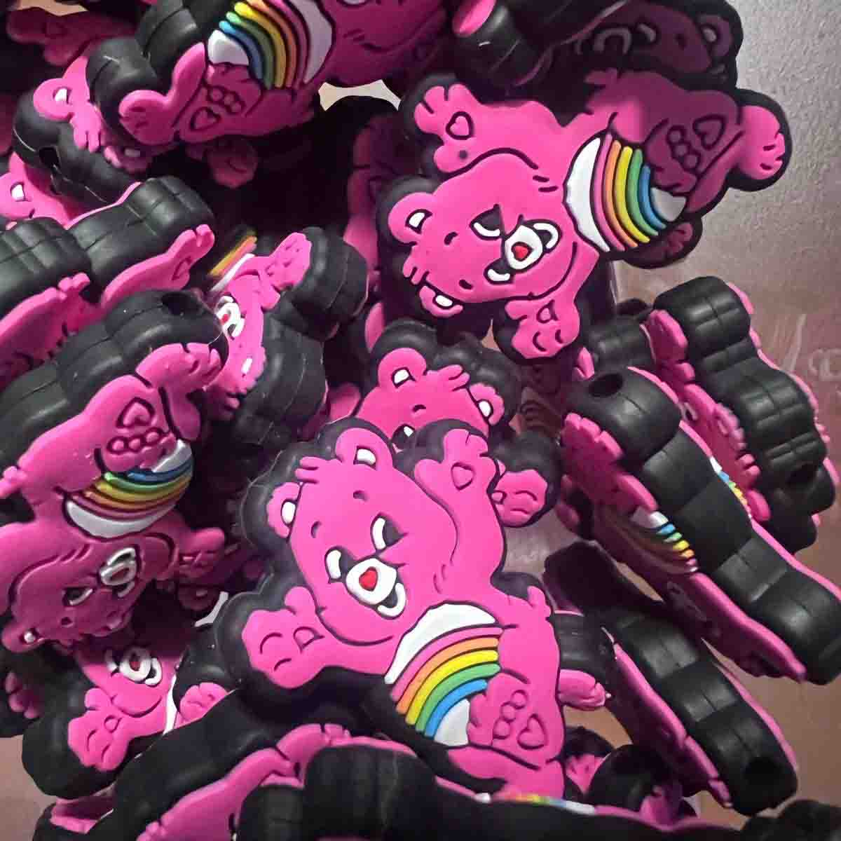 Silicone hot Pink Care Bear Beads