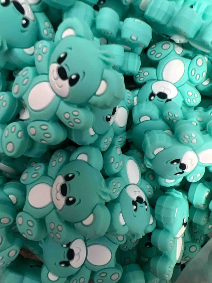 Silicone Teal Bear Shaped Beads