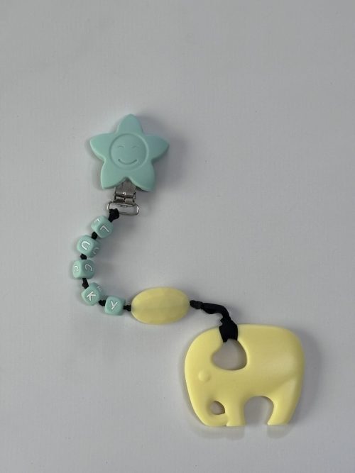 Yellow Elephant teething Clip