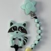 Mint Raccoon Teething Clip