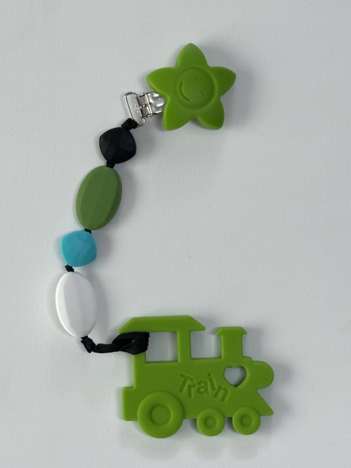 Green Train teething clip