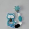 beaded teal raccoon teething clip