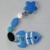 Blue Silicone Rocket ship teething