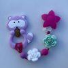 lavender raccoon teething clip