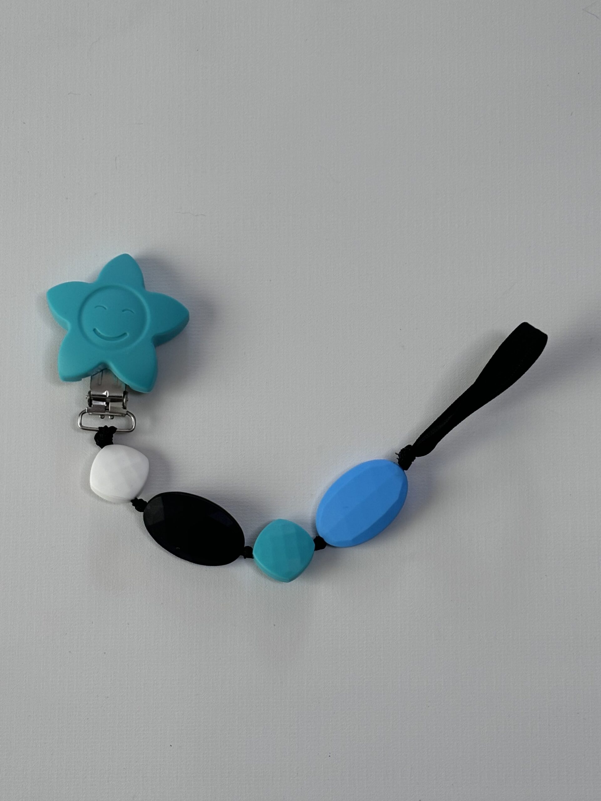 High Quality Beaded Teal Silicone Pacifier Clip