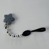 Grey Silicone Pacifier Clip