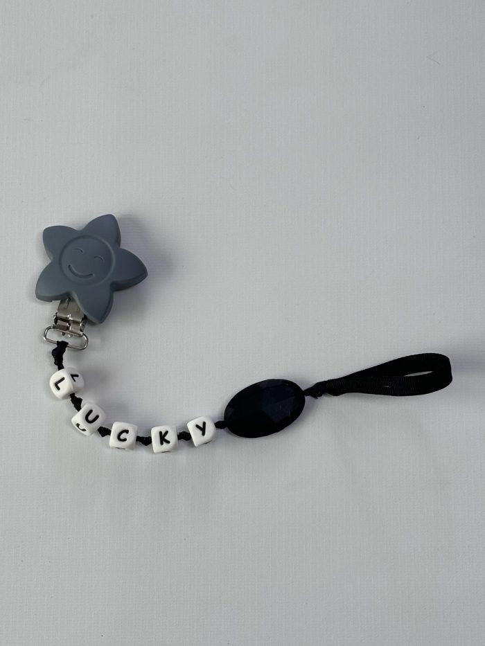 Grey Silicone Pacifier Clip