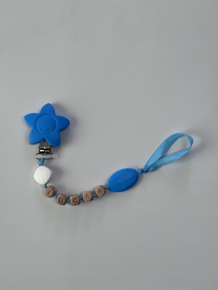 Blue Silicone Pacifier Clip