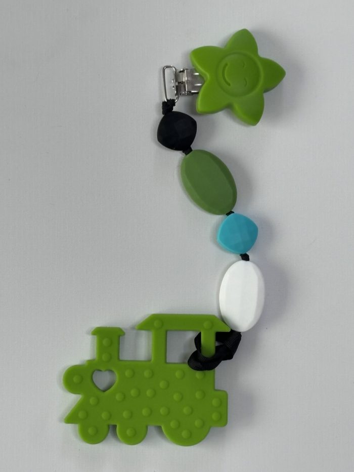 Green Train teething clip