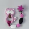 Pink Raccoon teething Clip