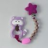 personalized lavender raccoon teething clip