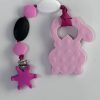 Pink Raccoon teething Clip