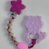 personalized lavender raccoon teething clip