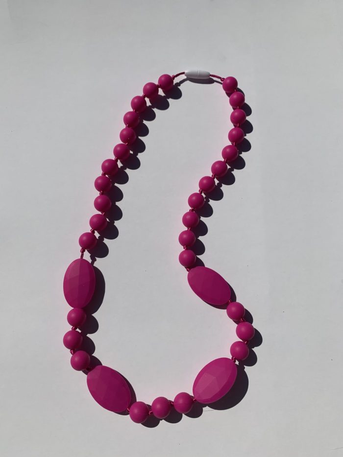 pink beaded teething necklace