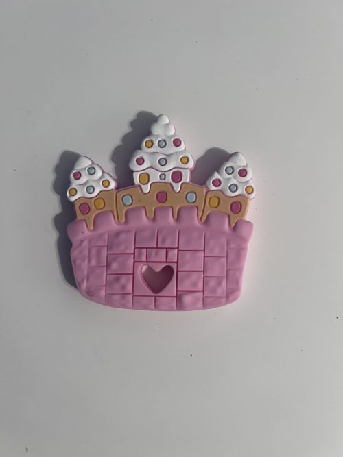 pink castle teething pendant