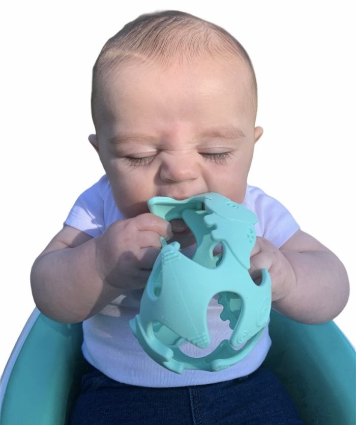 silicone dino teething toy