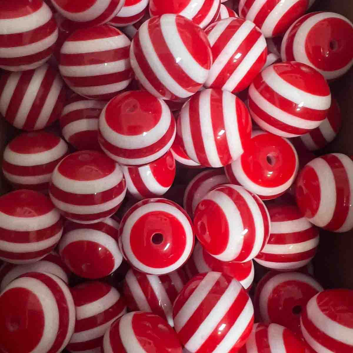 white and red acrylic beads