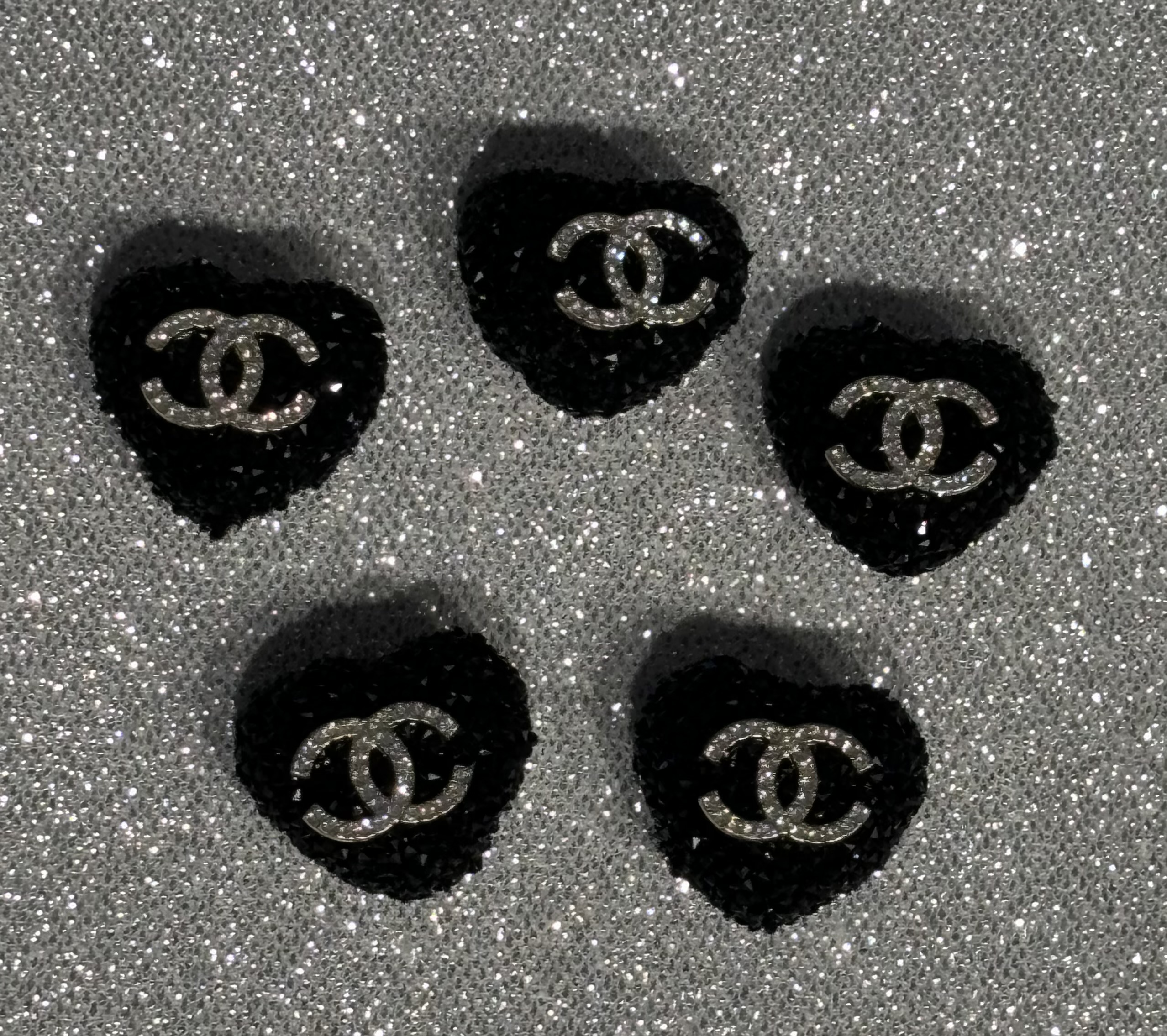 Black Rhinestone Chanel Heart beads