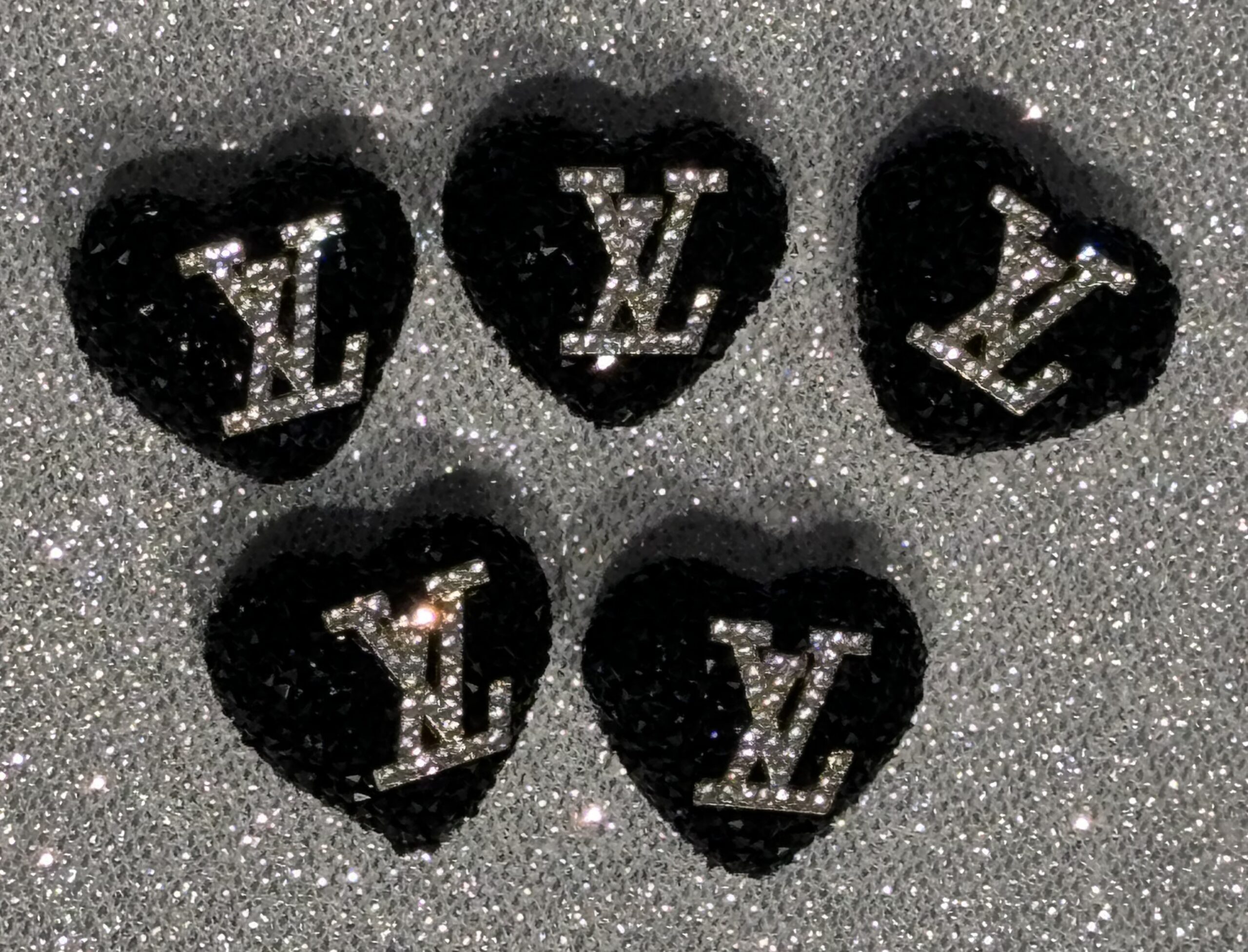 Black Rhinestone Louis Vuitton Heart beads