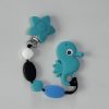 Teal Seahorse Teething Clip