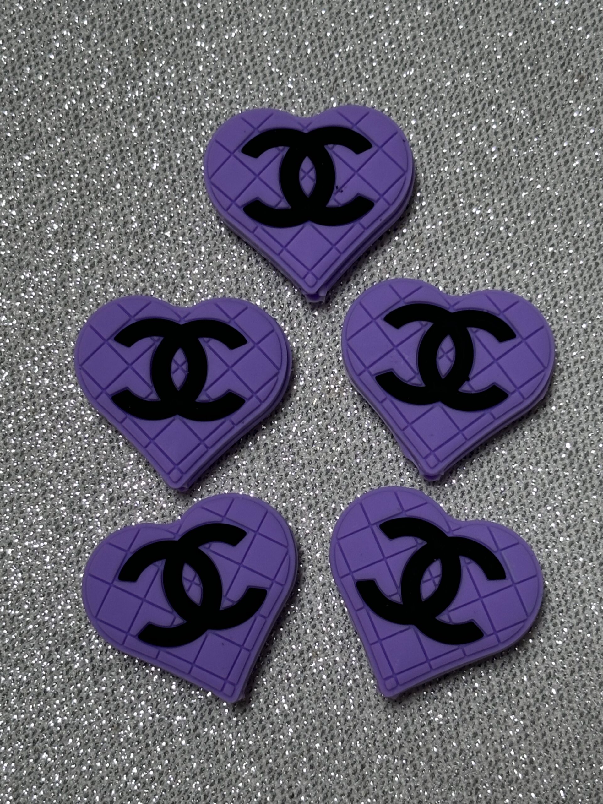 Lavender Chanel Heart Beads