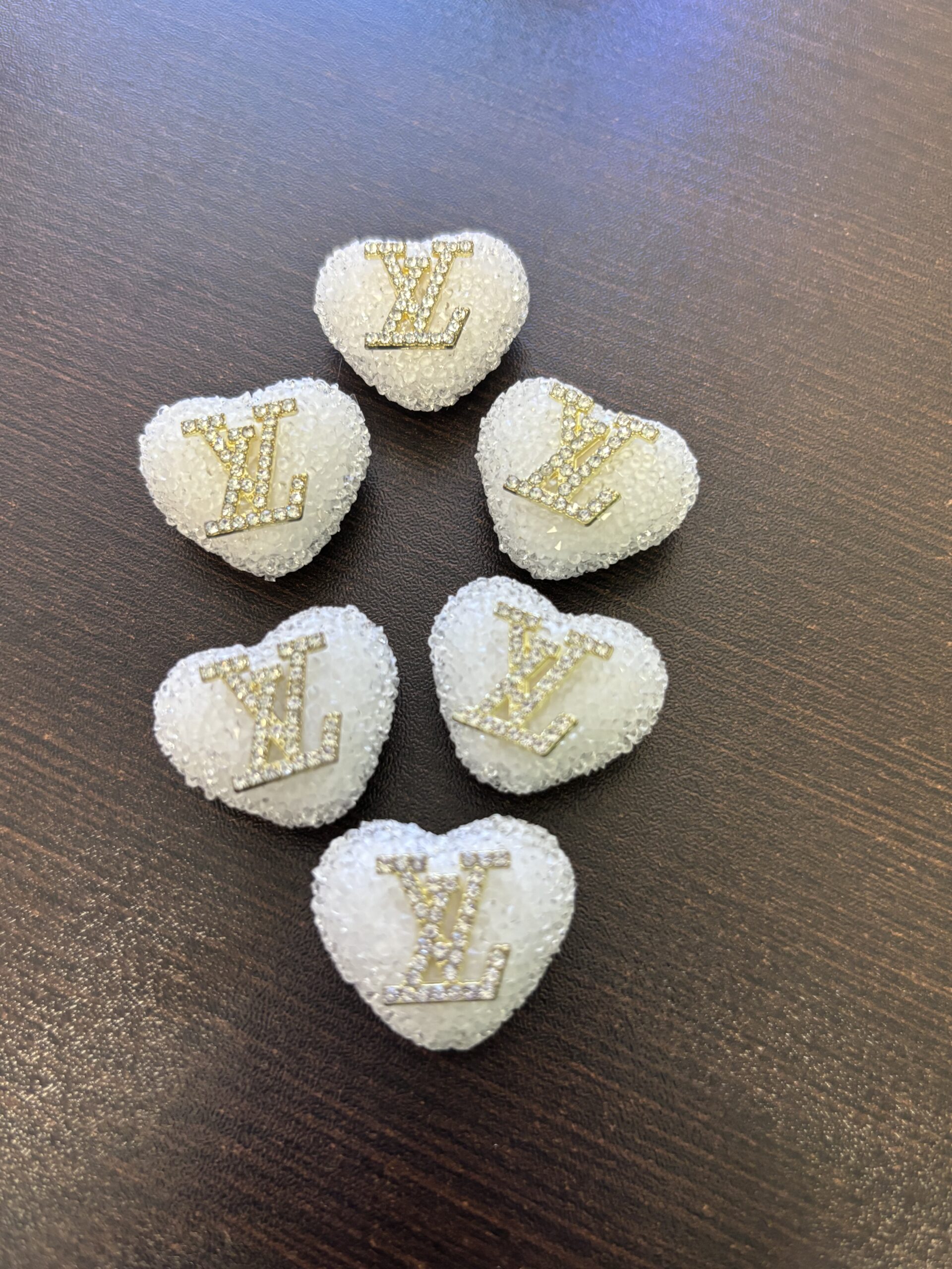 White Rhinestone Louis Vuitton Heart beads