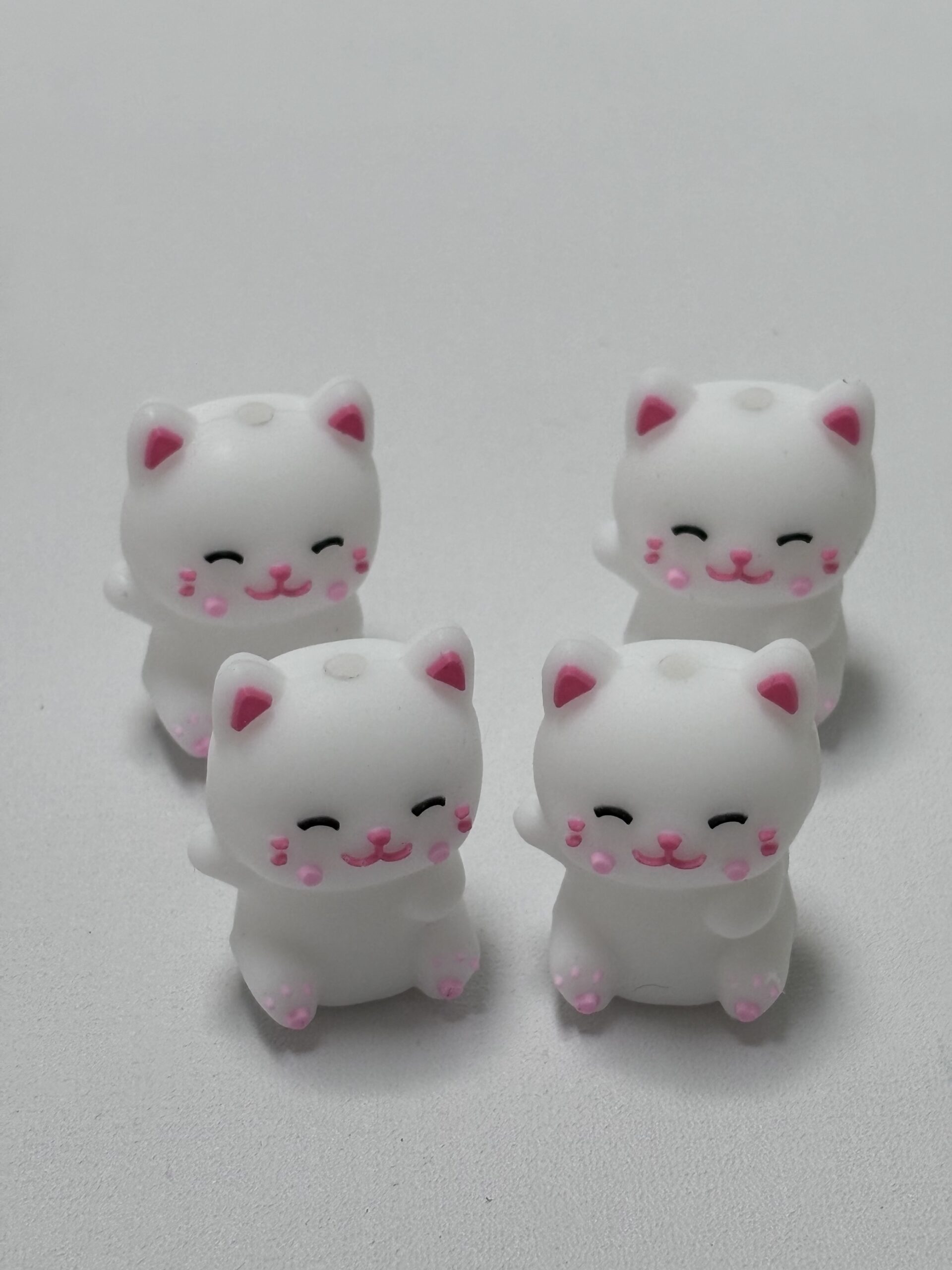 Silicone High Quality White Cat Beads | 3d