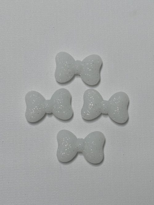 Silicone Glitter White Bow Beads