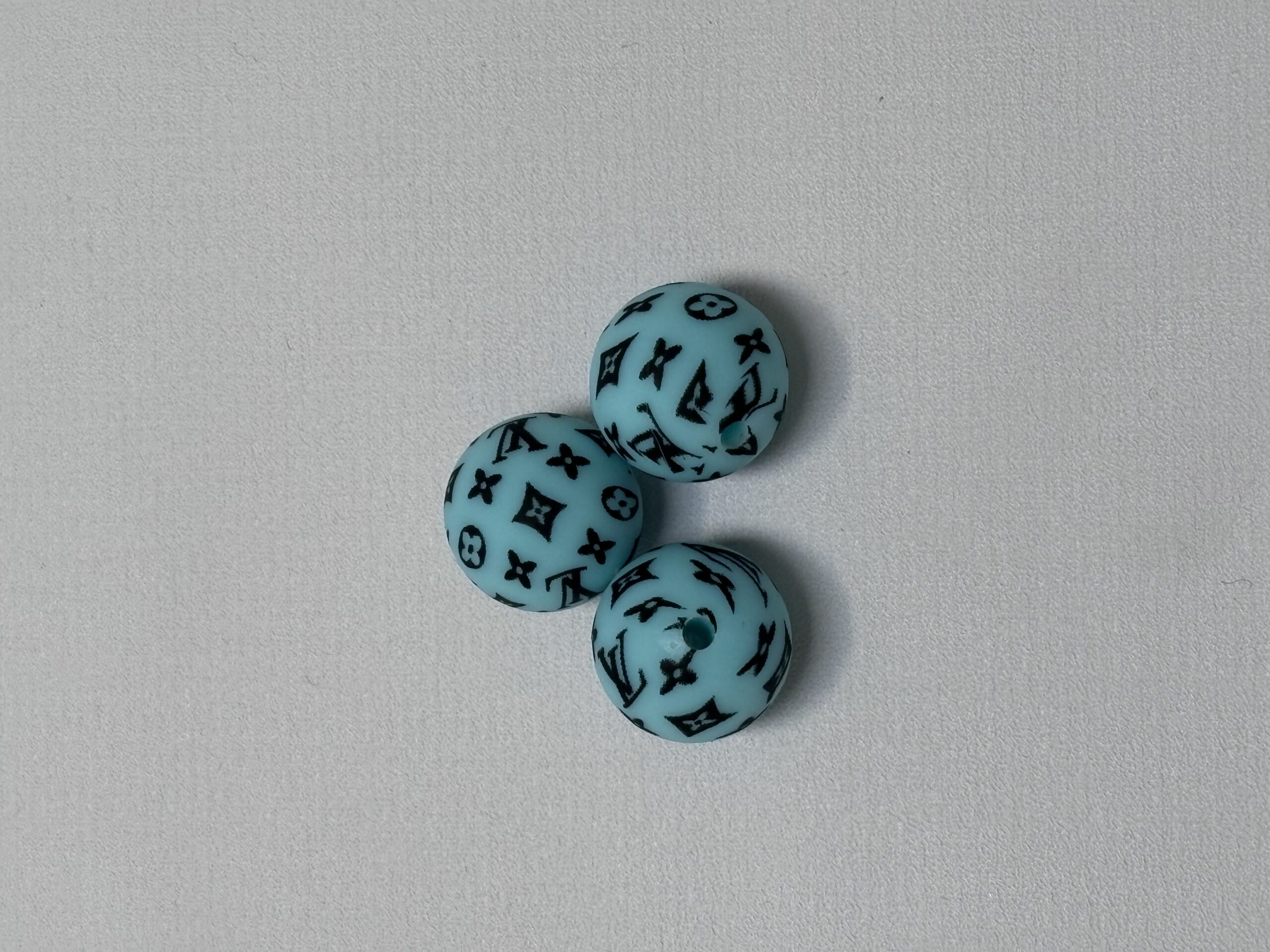 Silicone 15mm Round Teal LV beads