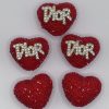 red rhinestone dior beads, heart beads