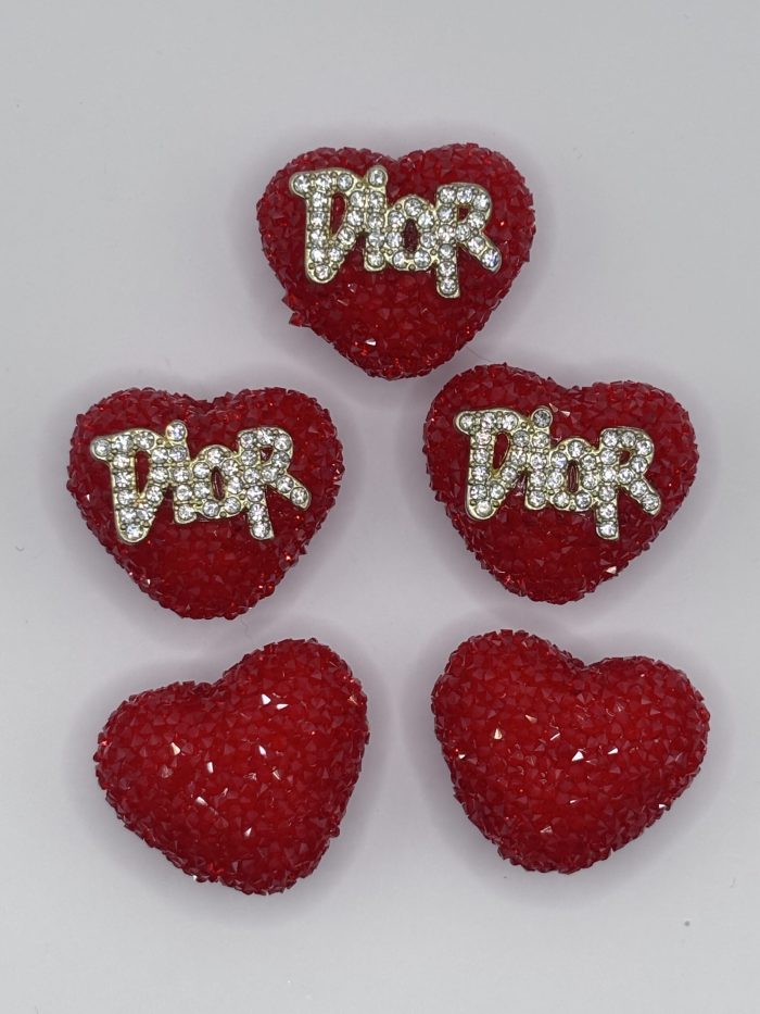 red rhinestone dior beads, heart beads