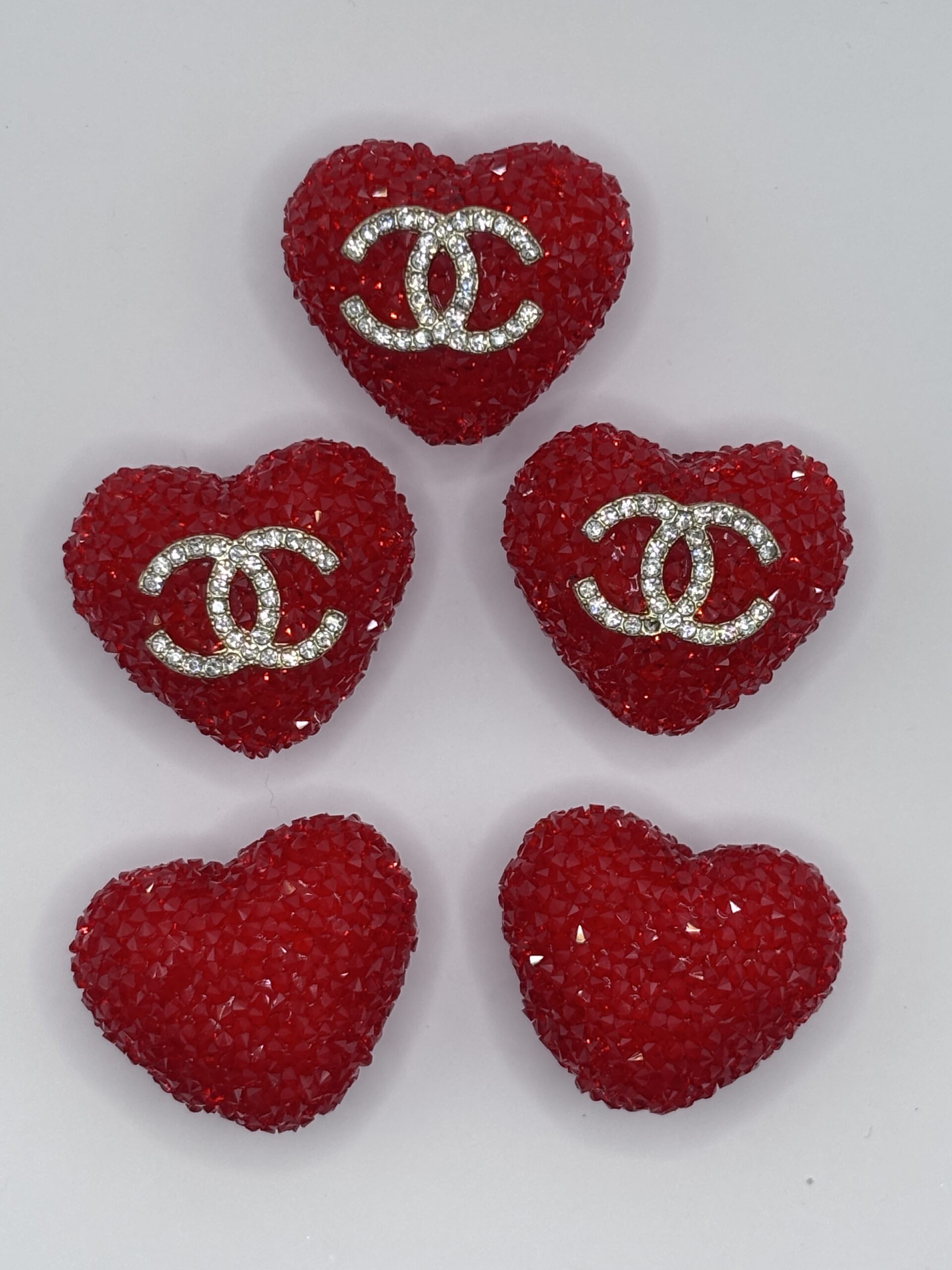 Red rhinestone CC beads Rhinestone beads heart beads