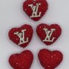 red rhinestone LV beads, heart beads