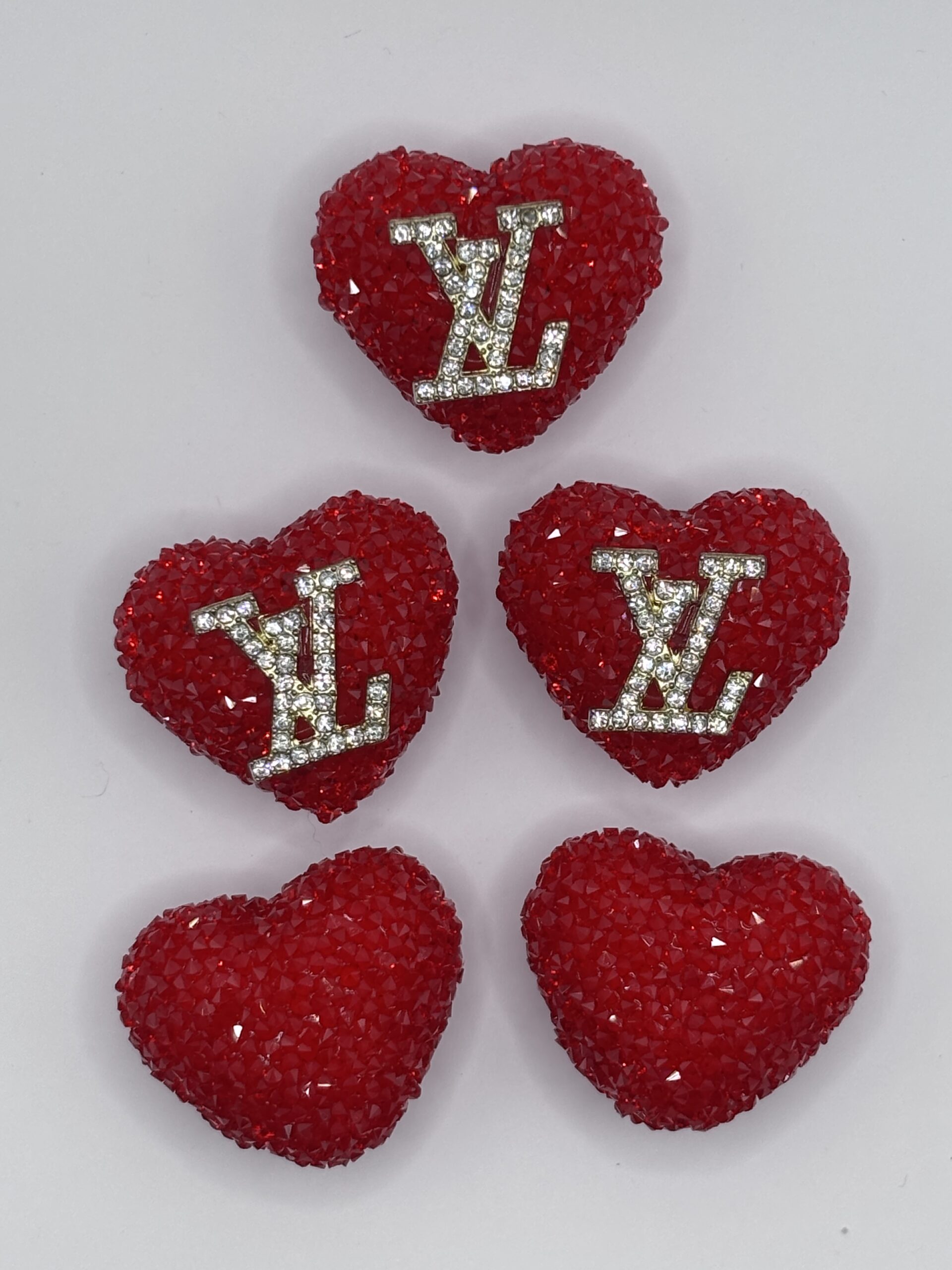 red rhinestone LV beads, heart beads