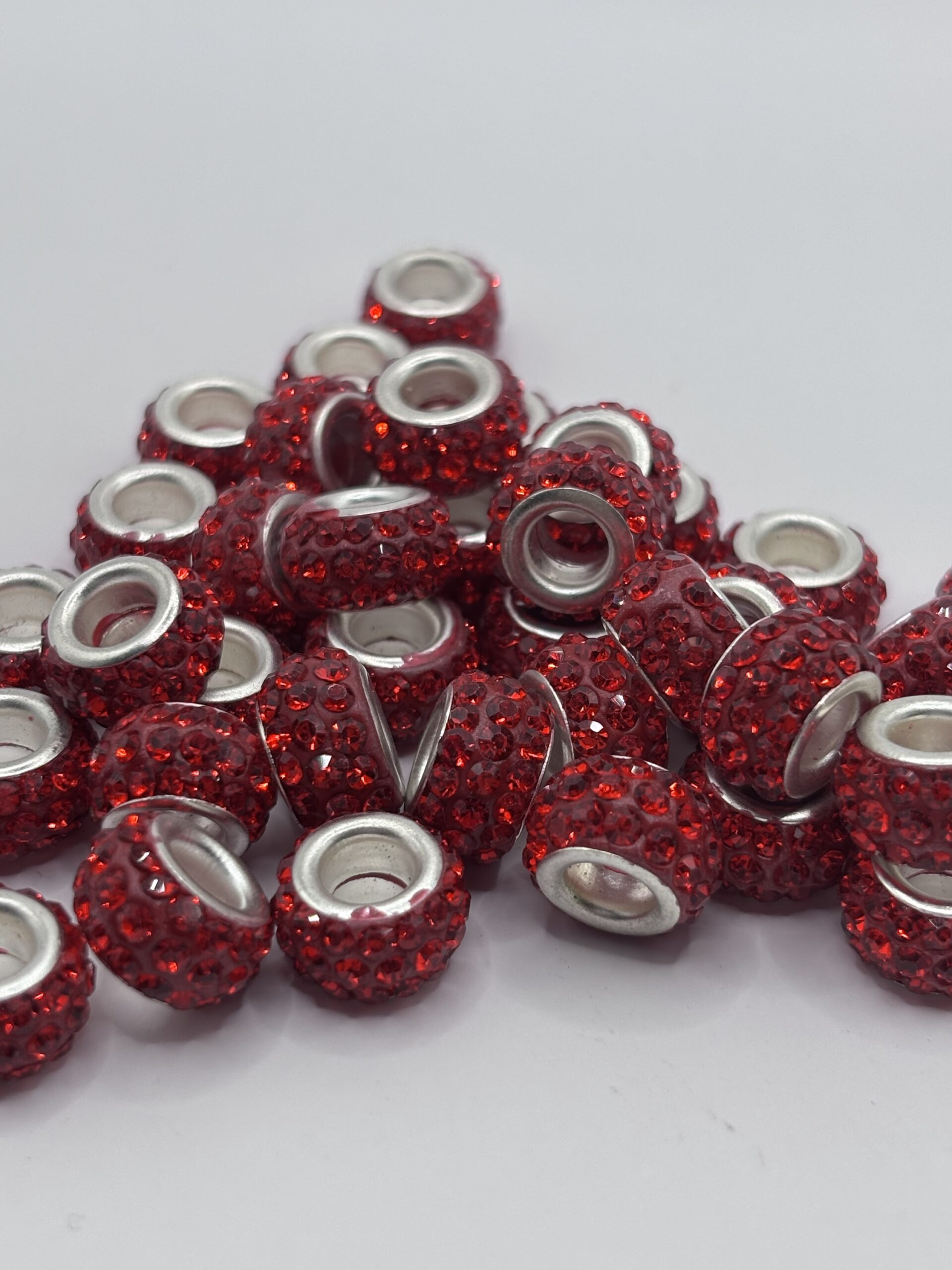 Red Rhinestone spacer Beads