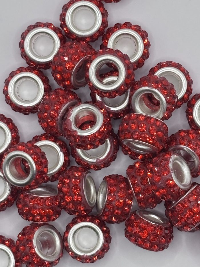 Red Rhinestone spacer Beads