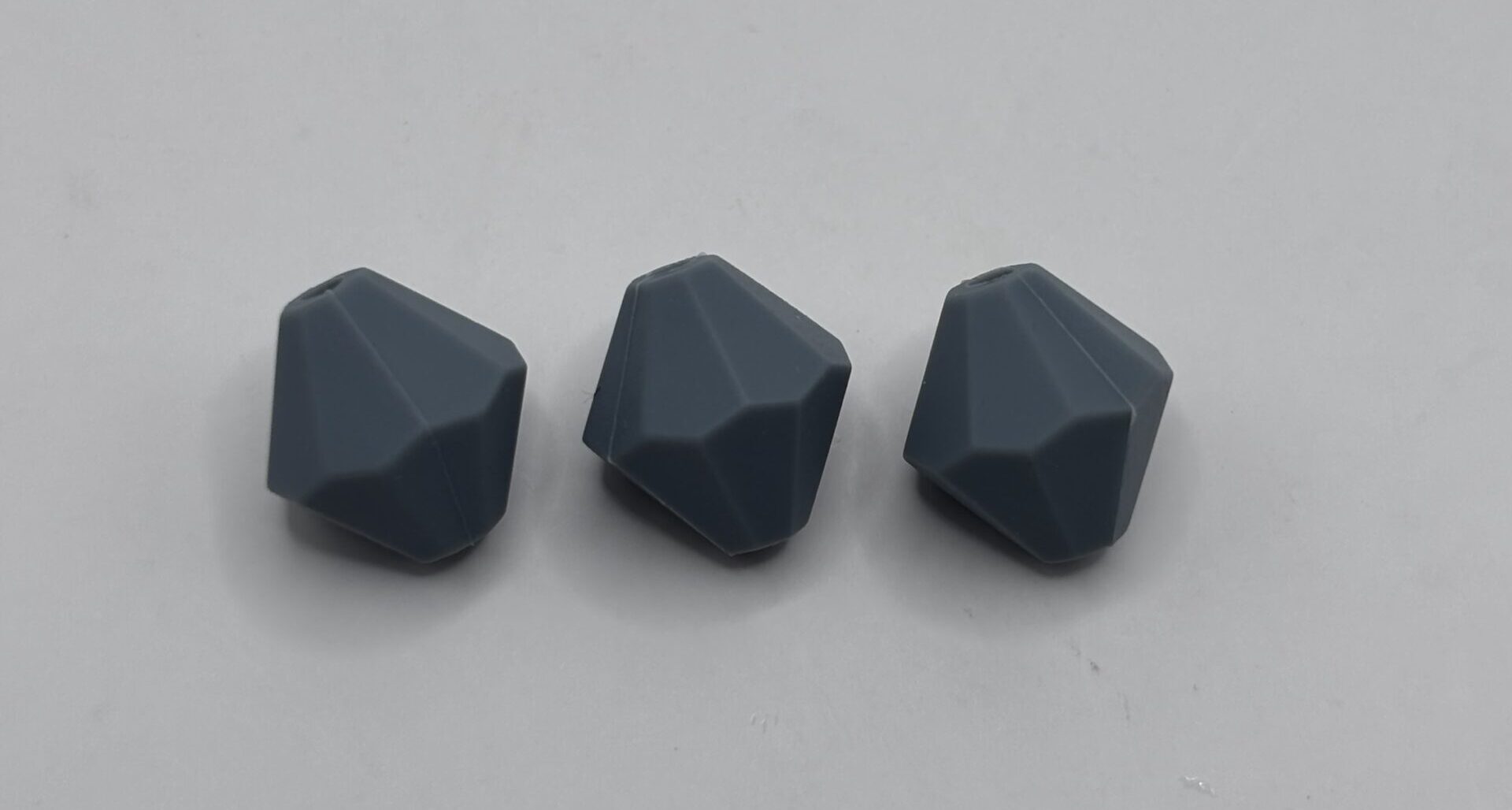 Silicone 12mm Grey Hexagon Beads