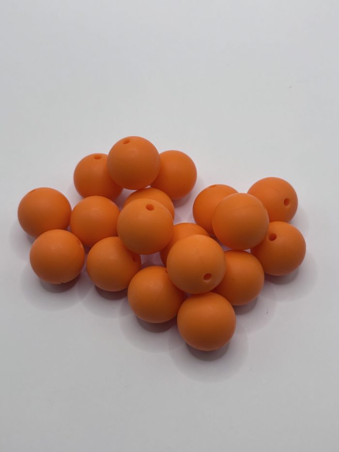 Round 15MM Orange Silicone Beads