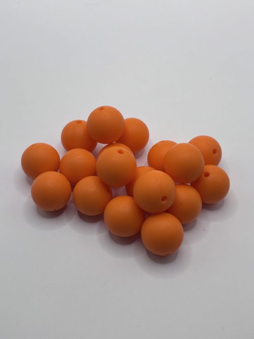 Round 15MM Orange Silicone Beads