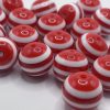 20mm White and Red Acrylic Beads