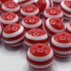 20mm White and Red Acrylic Beads