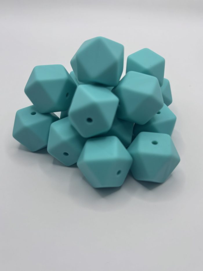 17mm teal hexagon beads